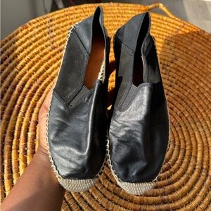 Heyraud made in Spain 9 Elegant Black Leather Espadrilles